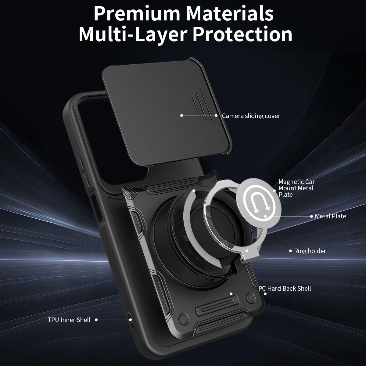 For Realme C100 4G / C100x / C100i 4G Sliding Camshield Holder Magnetic Phone Case - Royal Blue - EDA009471006B