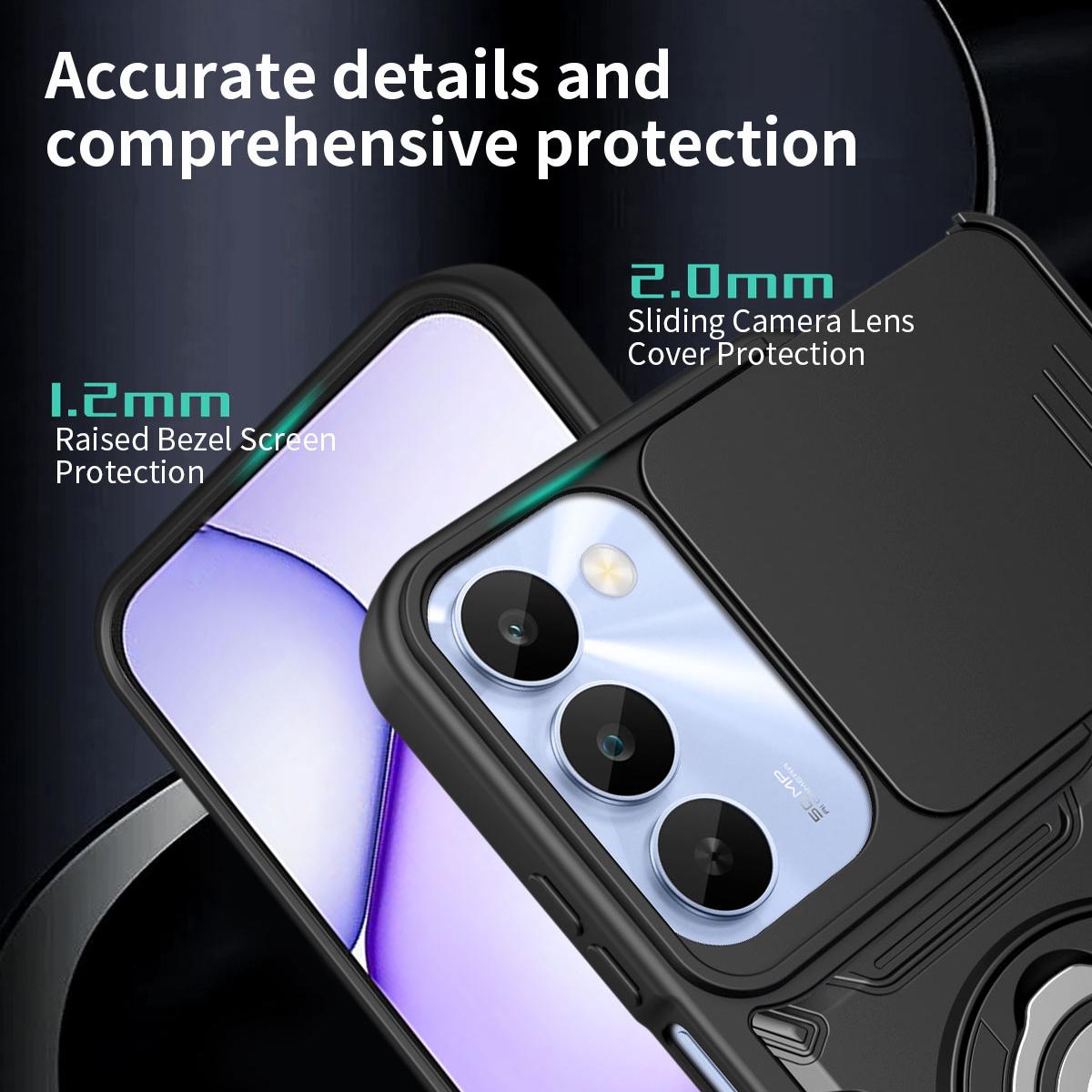 For Realme C100 4G / C100x / C100i 4G Sliding Camshield Holder Magnetic Phone Case - Purple - EDA009471006C