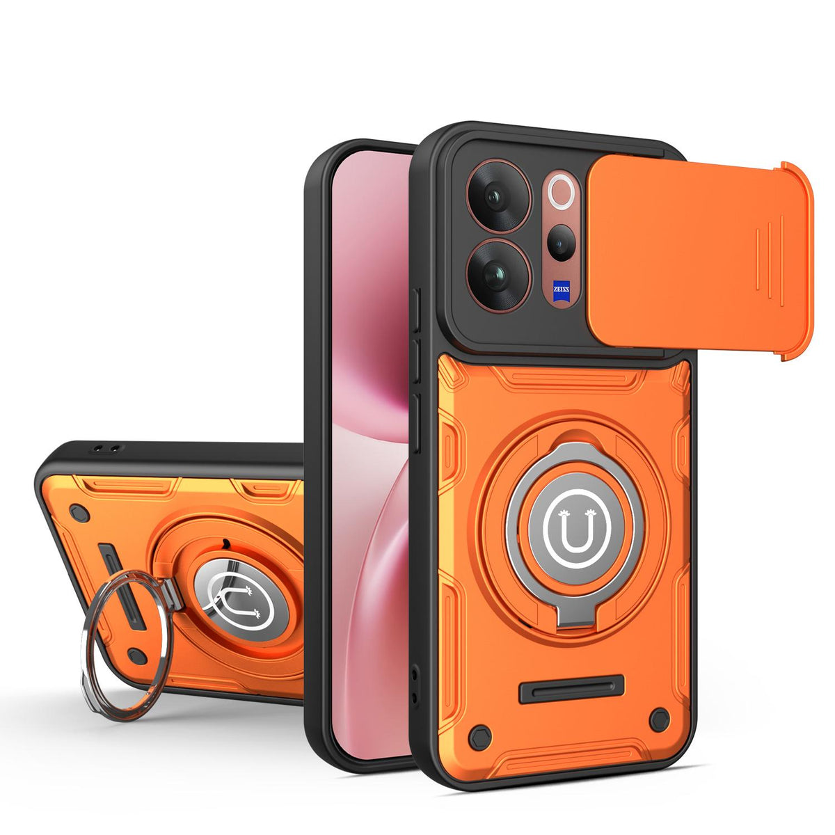 For vivo V70 / V70 Elite / S50 5G Sliding Camshield Holder Magnetic Phone Case - Orange - EDA009471111A
