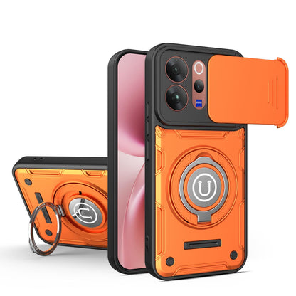 For vivo V70 / V70 Elite / S50 5G Sliding Camshield Holder Magnetic Phone Case - Orange - EDA009471111A
