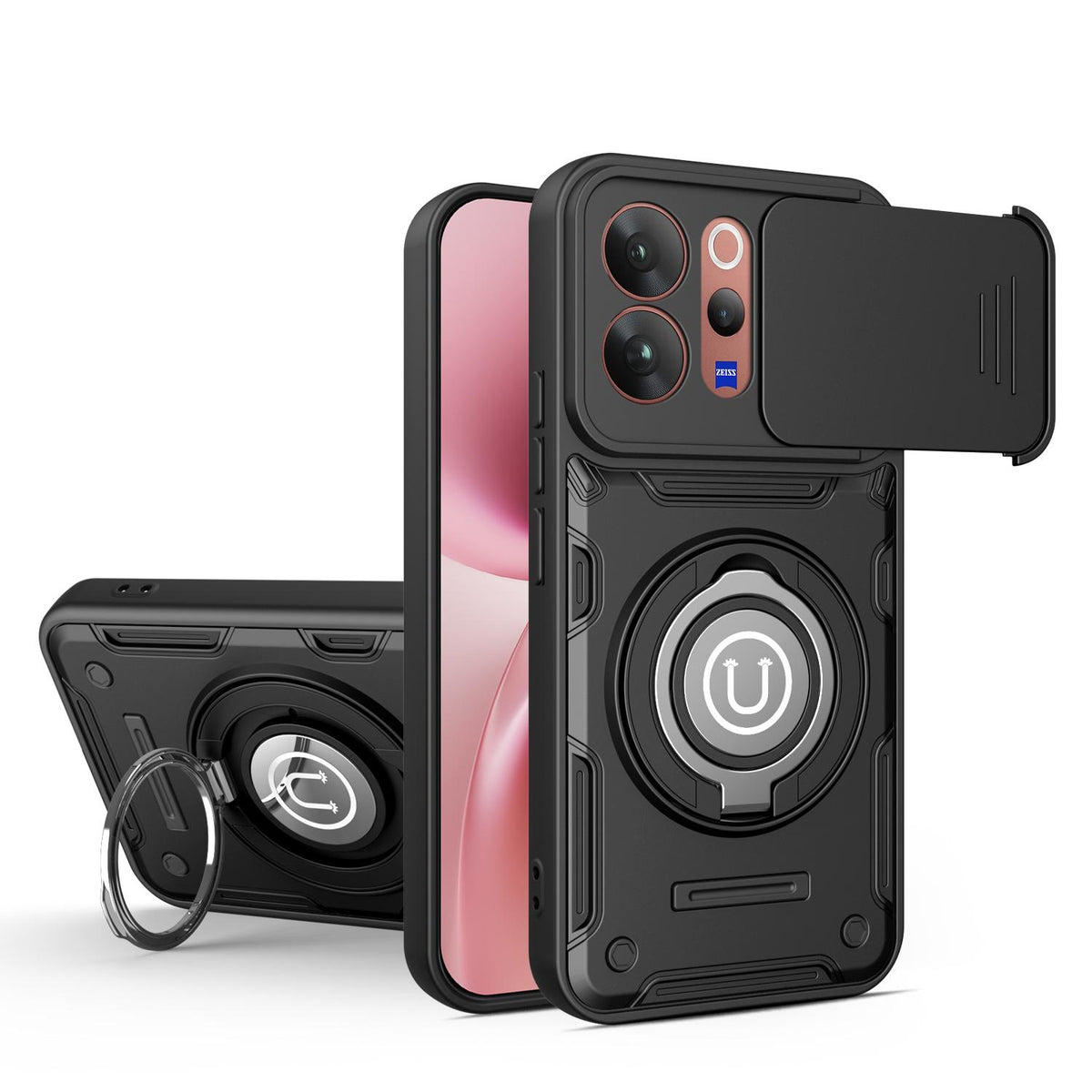 For vivo V70 / V70 Elite / S50 5G Sliding Camshield Holder Magnetic Phone Case - Black - EDA009471111D