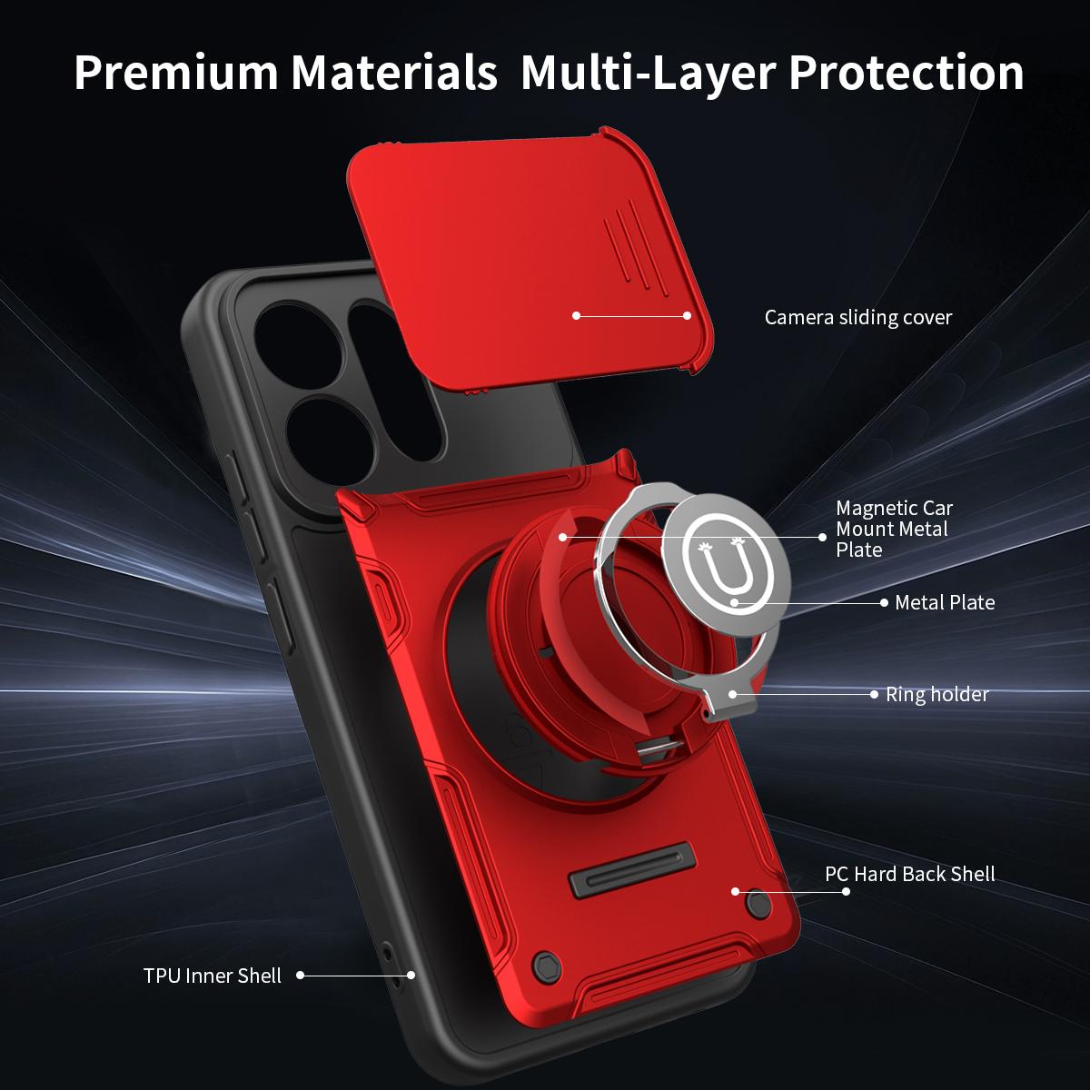 For vivo V70 / V70 Elite / S50 5G Sliding Camshield Holder Magnetic Phone Case - Black - EDA009471111D
