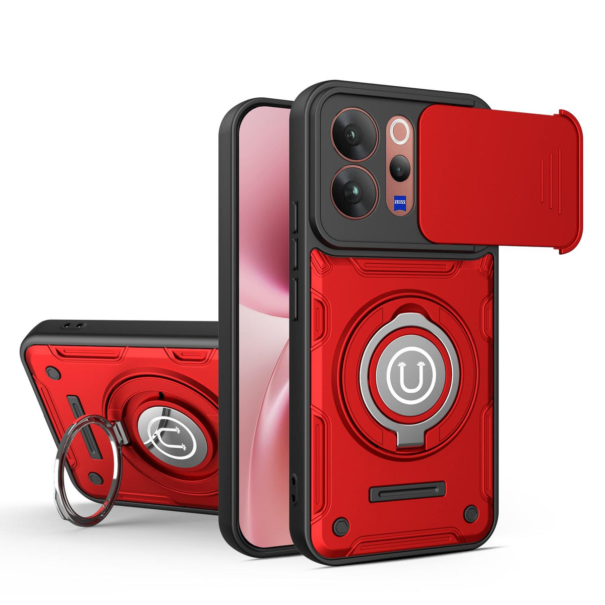For vivo V70 / V70 Elite / S50 5G Sliding Camshield Holder Magnetic Phone Case - Red - EDA009471111E