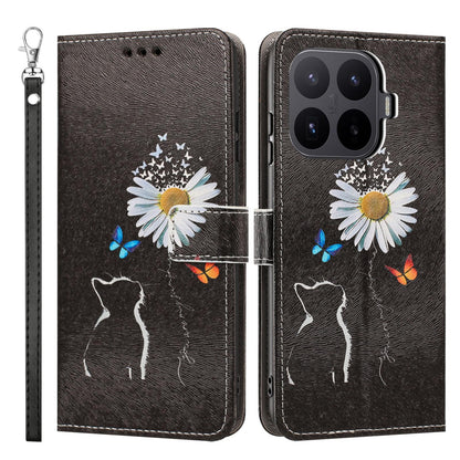 For Xiaomi 17T Pro 5G Painted Pattern Vegan Leather Phone Case with Strap - Daisy Cat - EDA009475225D