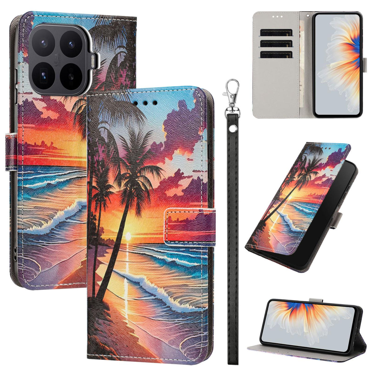 For Xiaomi 17T 5G Painted Pattern Vegan Leather Phone Case with Strap - Hawaii - EDA009475226C