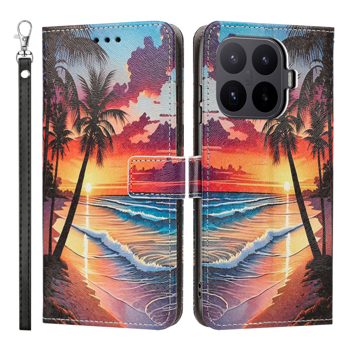 For Xiaomi 17T 5G Painted Pattern Vegan Leather Phone Case with Strap - Hawaii - EDA009475226C