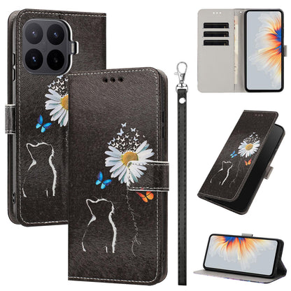 For Xiaomi 17T 5G Painted Pattern Vegan Leather Phone Case with Strap - Daisy Cat - EDA009475226D