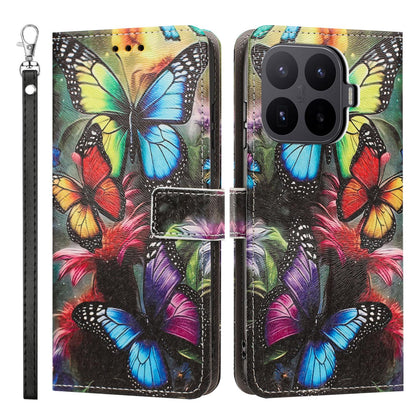For Xiaomi 17T 5G Painted Pattern Vegan Leather Phone Case with Strap - Colorful Butterfly - EDA009475226F