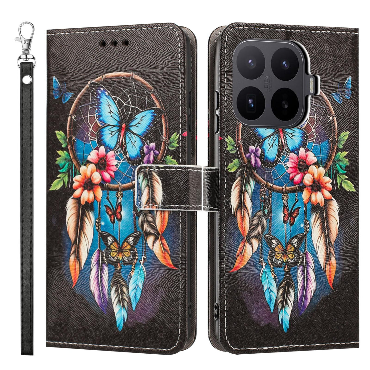 For Xiaomi 17T 5G Painted Pattern Vegan Leather Phone Case with Strap - Dreamcatcher - EDA009475226G