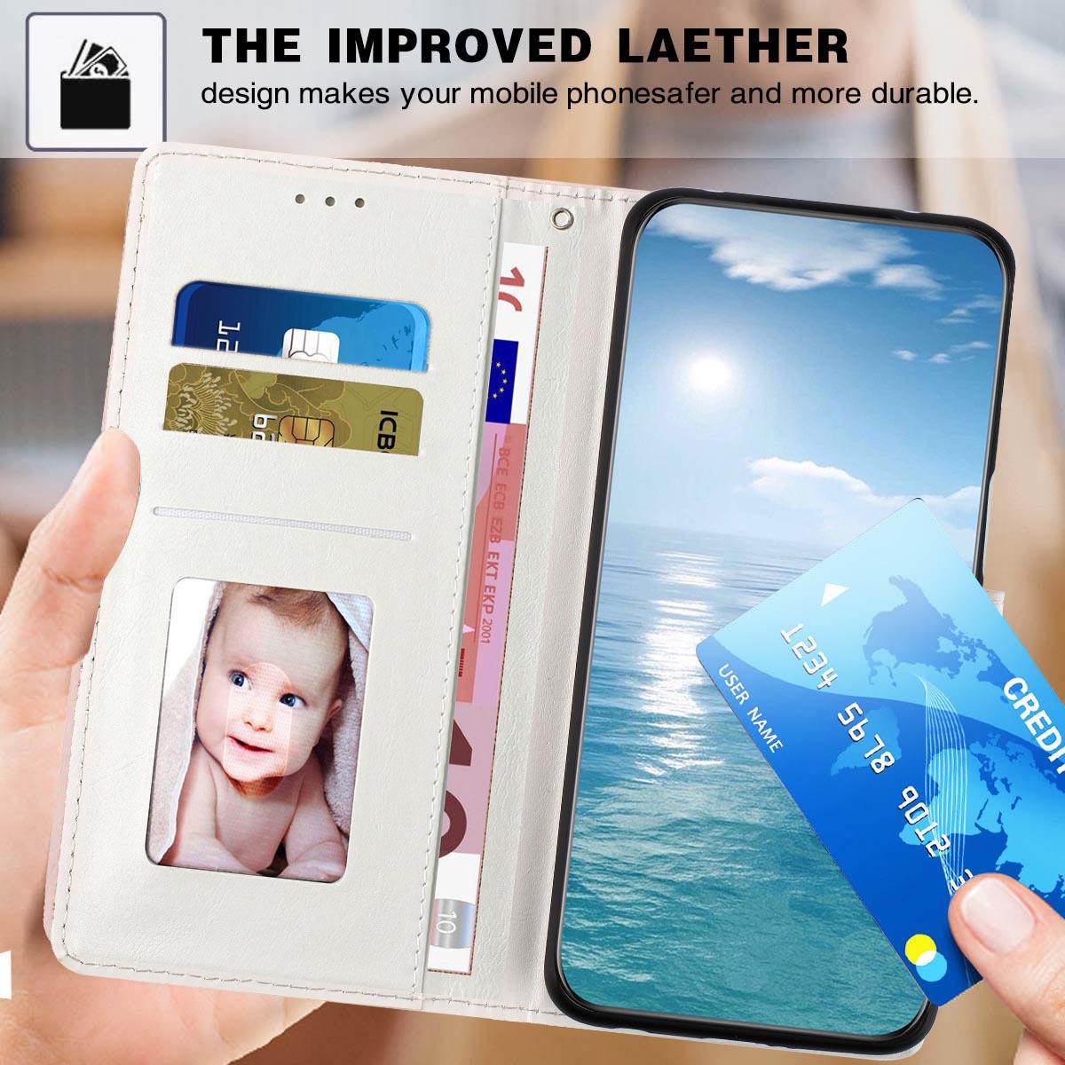 For iPhone 18 Pro Max Colorful Painting Vegan Leather Phone Case with Lanyard - Milk Tea Bear - EDA009480714B