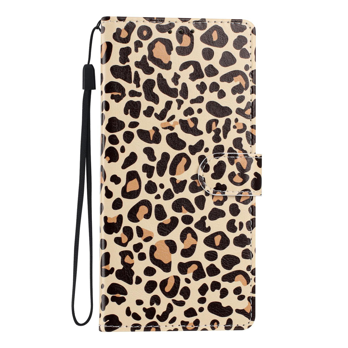 For iPhone 18 Pro Max Colorful Painting Vegan Leather Phone Case with Lanyard - Leopard Print - EDA009480714E
