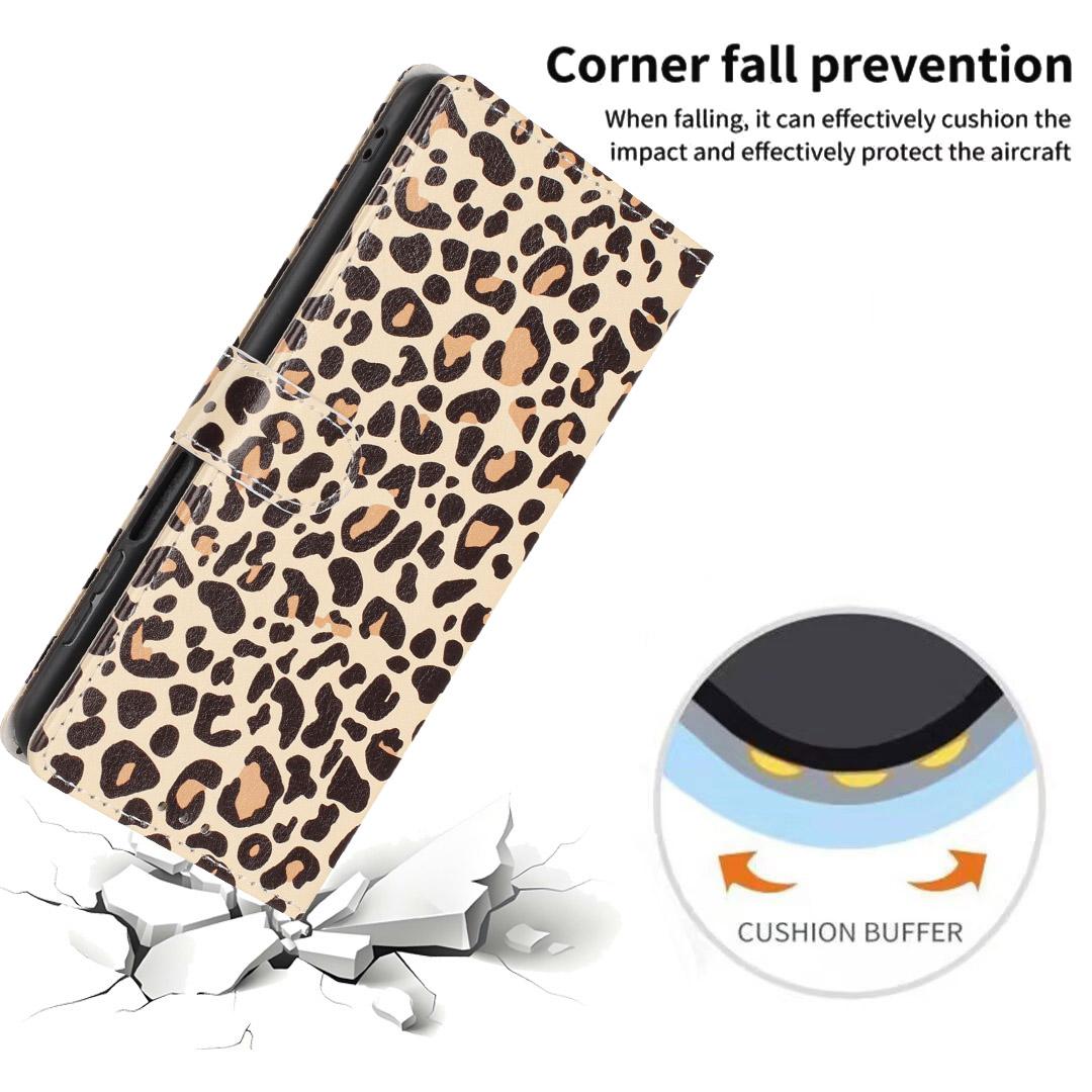 For iPhone 18 Pro Max Colorful Painting Vegan Leather Phone Case with Lanyard - Leopard Print - EDA009480714E