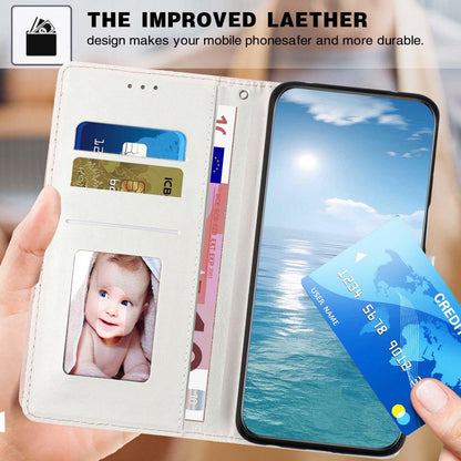 For iPhone 18 Pro Max Colorful Painting Vegan Leather Phone Case with Lanyard - Blue Background Flower - EDA009480714I