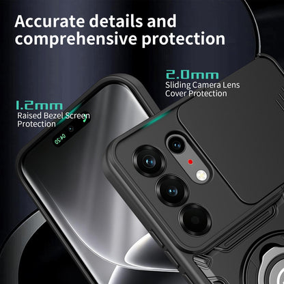 For Tecno Camon 50 Pro 4G / 50 Ultra 5G Sliding Camshield Holder Magnetic Phone Case - Orange - EDA009484613A