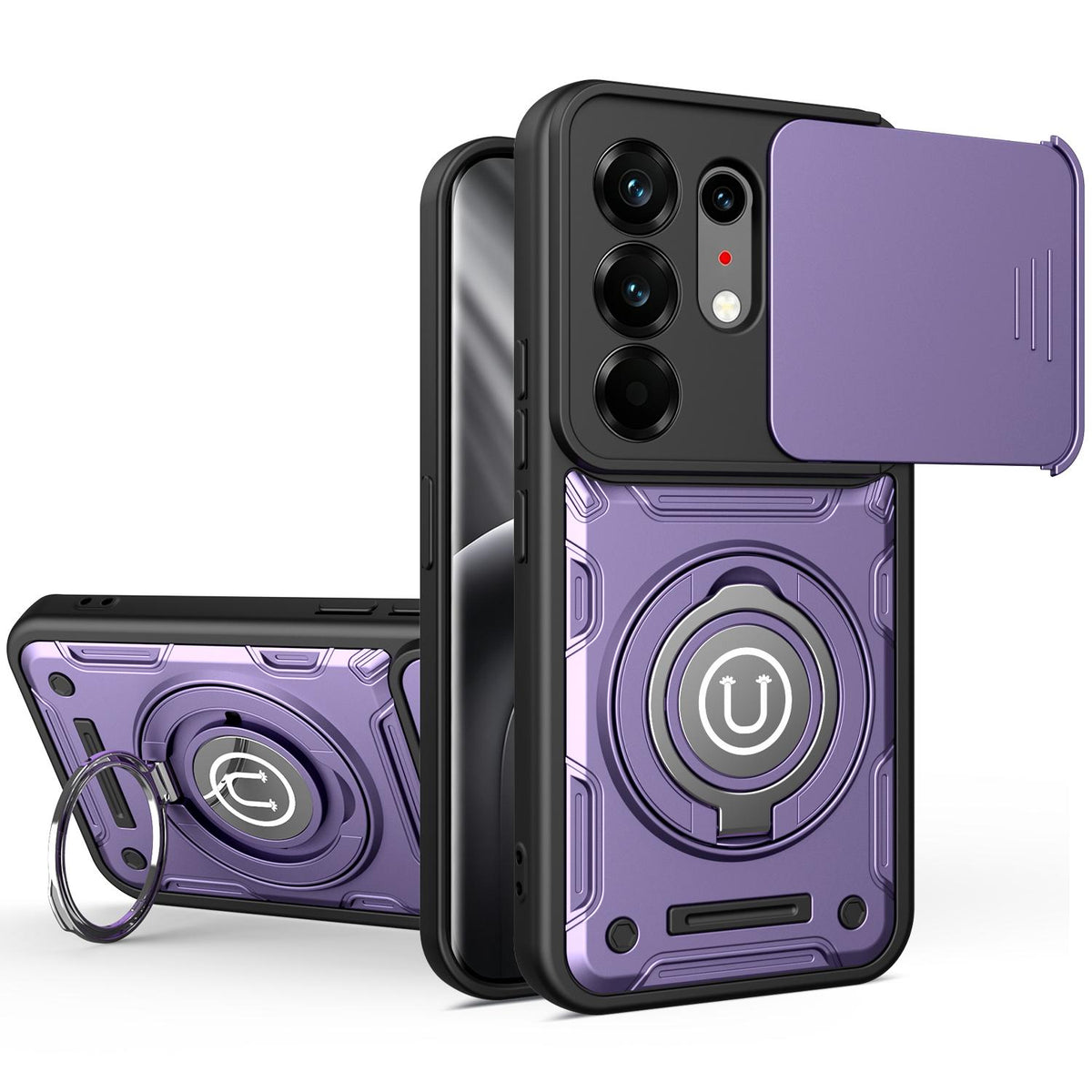 For Tecno Camon 50 Pro 4G / 50 Ultra 5G Sliding Camshield Holder Magnetic Phone Case - Purple - EDA009484613C