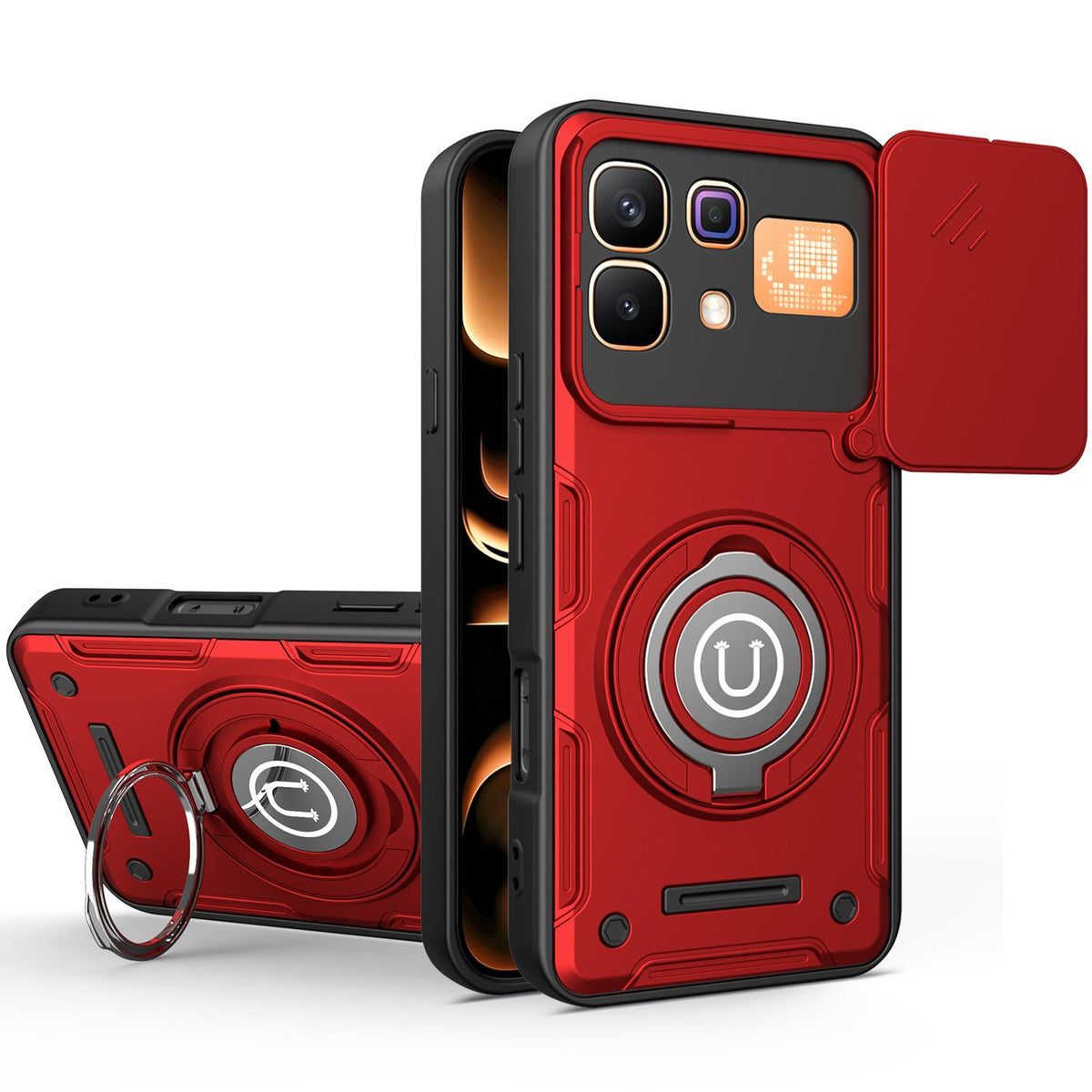 For Tecno Camon 50 Pro 4G / 50 Ultra 5G Sliding Camshield Holder Magnetic Phone Case - Red - EDA009484613E