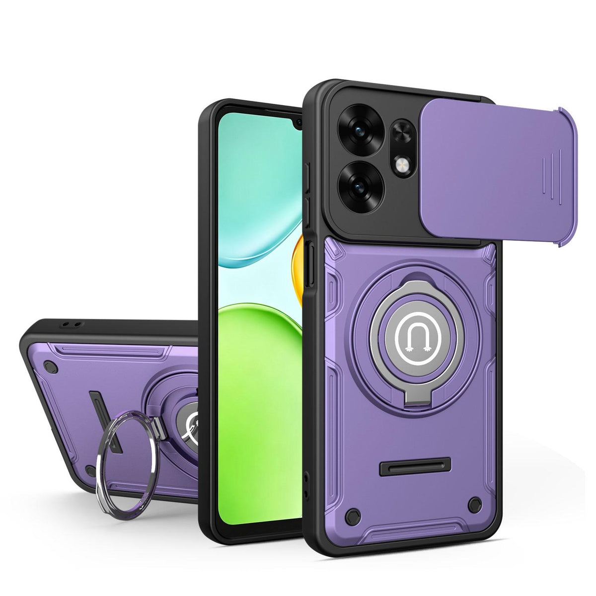 For Honor X6d 5G Sliding Camshield Holder Magnetic Phone Case - Purple - EDA009485114C