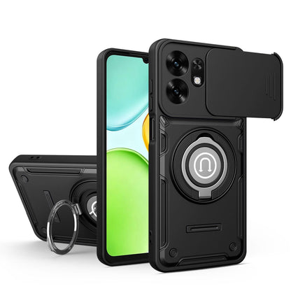 For Honor X6d 5G Sliding Camshield Holder Magnetic Phone Case - Black - EDA009485114D