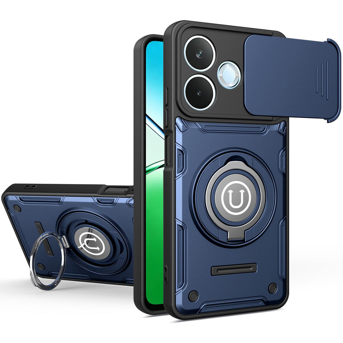 For Honor X8d 4G Sliding Camshield Holder Magnetic Phone Case - Royal Blue - EDA009485115B