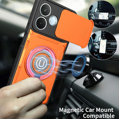 For Honor X8d 4G Sliding Camshield Holder Magnetic Phone Case - Purple - EDA009485115C