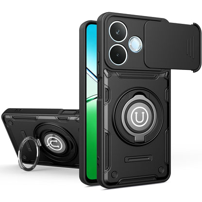 For Honor X8d 4G Sliding Camshield Holder Magnetic Phone Case - Black - EDA009485115D