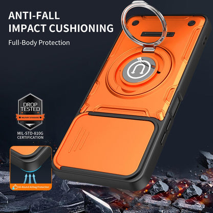 For Honor X8d 4G Sliding Camshield Holder Magnetic Phone Case - Black - EDA009485115D