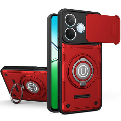 For Honor X8d 4G Sliding Camshield Holder Magnetic Phone Case - Red - EDA009485115E