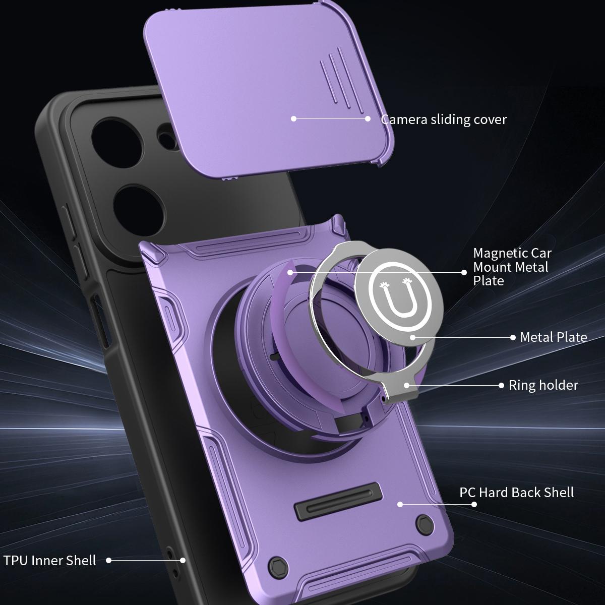 For Redmi Turbo 5 / Xiaomi Poco X8 Pro 5G Sliding Camshield Holder Magnetic Phone Case - Royal Blue - EDA009489111B
