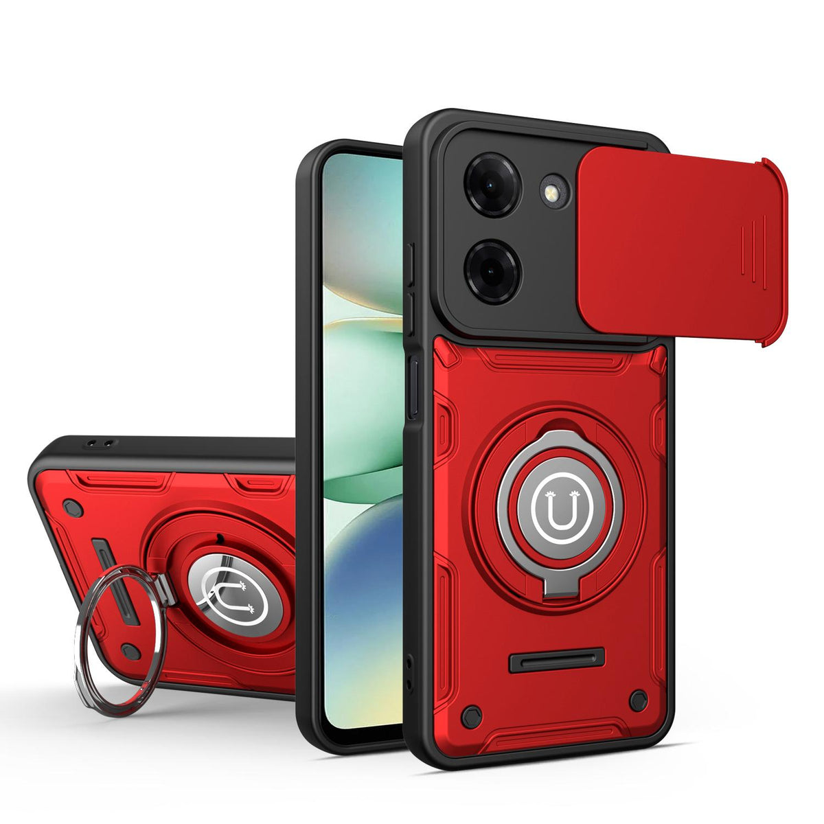For Redmi Turbo 5 / Xiaomi Poco X8 Pro 5G Sliding Camshield Holder Magnetic Phone Case - Red - EDA009489111E