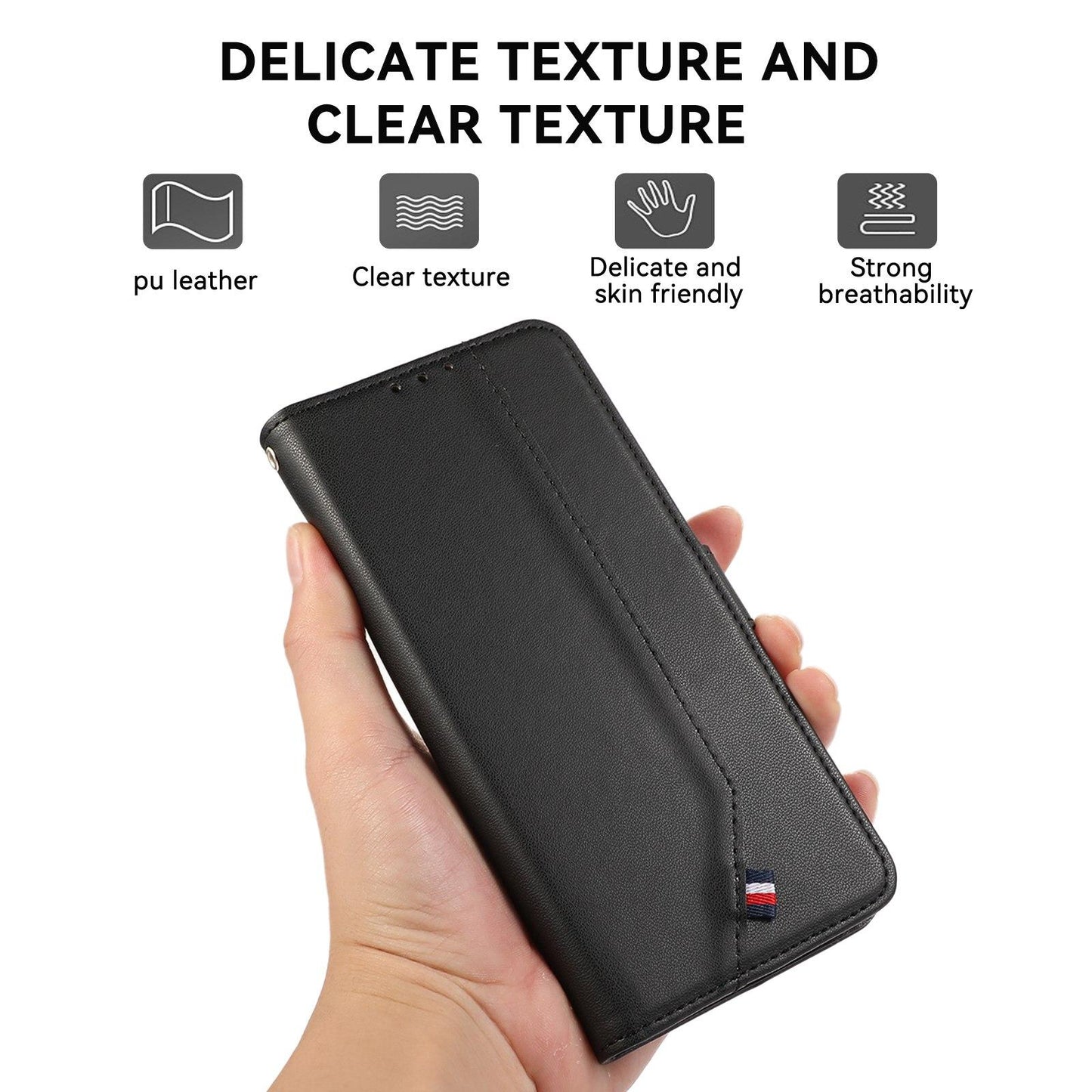 For OPPO A7 Pro Max 5G ABEEL Delicate Texture Splicing RFID Leather Phone Case(Black)