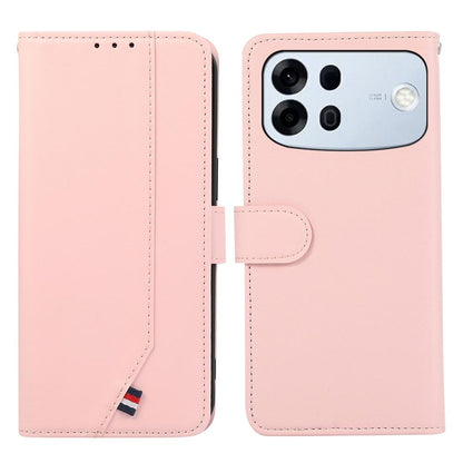 For OPPO A7 Pro Max 5G ABEEL Delicate Texture Splicing RFID Leather Phone Case(Pink)