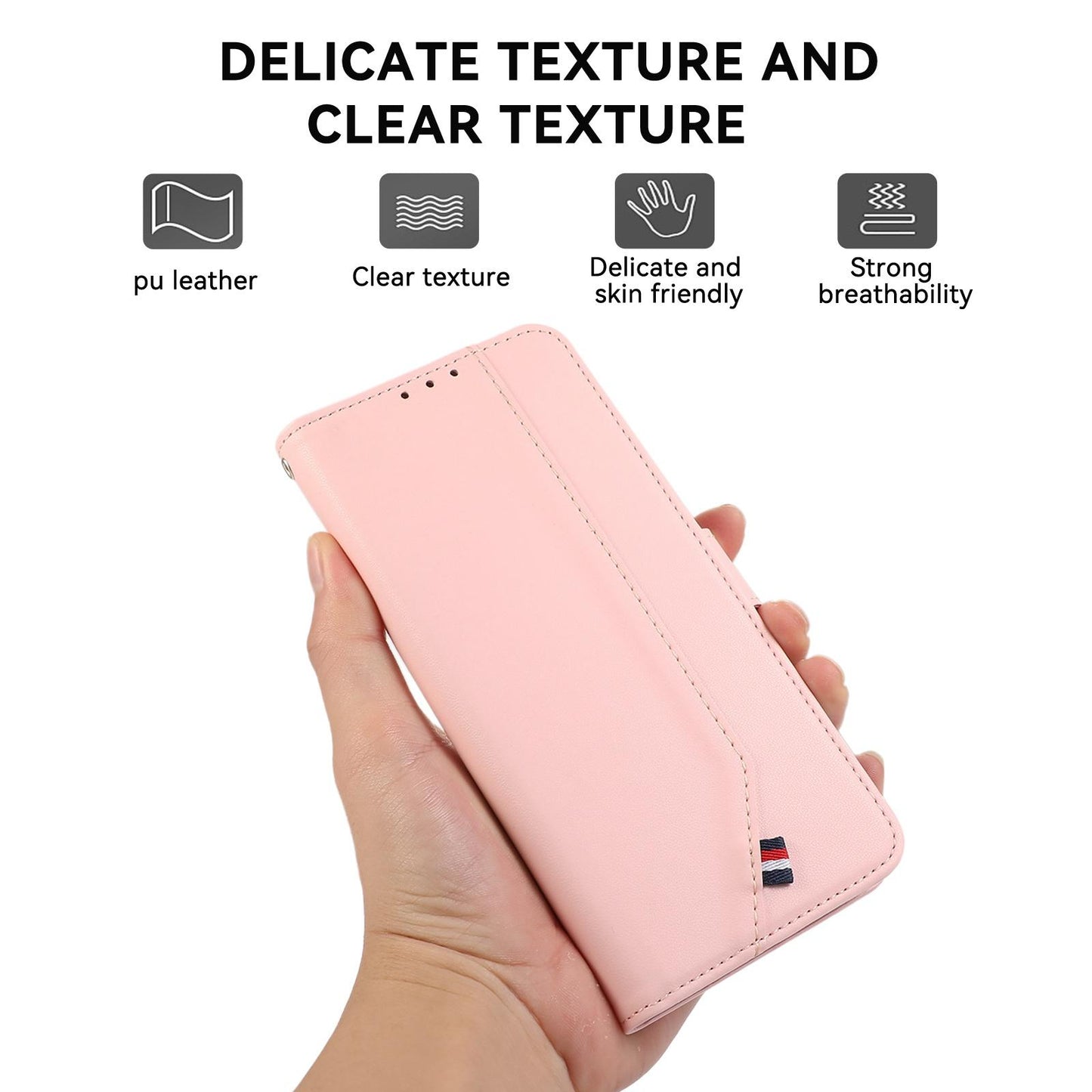 For OPPO A7 Pro Max 5G ABEEL Delicate Texture Splicing RFID Leather Phone Case(Pink)