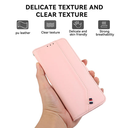 For OPPO A7 Pro Max 5G ABEEL Delicate Texture Splicing RFID Leather Phone Case(Pink)