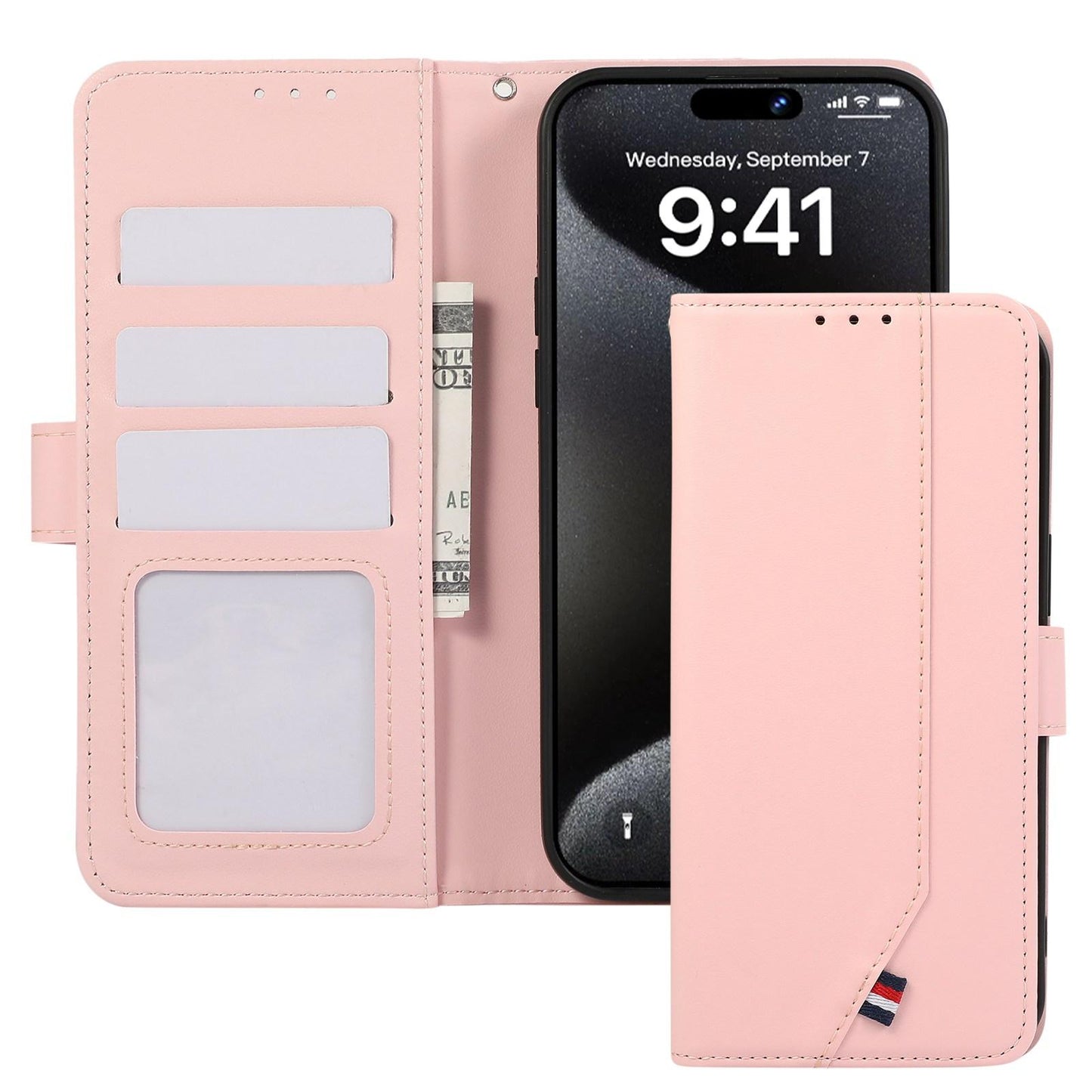 For OPPO A7 Pro Max 5G ABEEL Delicate Texture Splicing RFID Leather Phone Case(Pink)