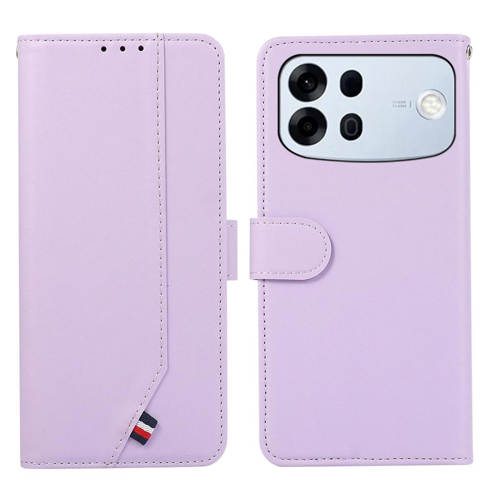 For OPPO A7 Pro Max 5G ABEEL Delicate Texture Splicing RFID Leather Phone Case(Purple)