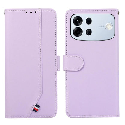 For OPPO A7 Pro Max 5G ABEEL Delicate Texture Splicing RFID Leather Phone Case(Purple)