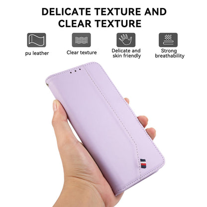 For OPPO A7 Pro Max 5G ABEEL Delicate Texture Splicing RFID Leather Phone Case(Purple)