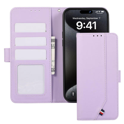 For OPPO A7 Pro Max 5G ABEEL Delicate Texture Splicing RFID Leather Phone Case(Purple)
