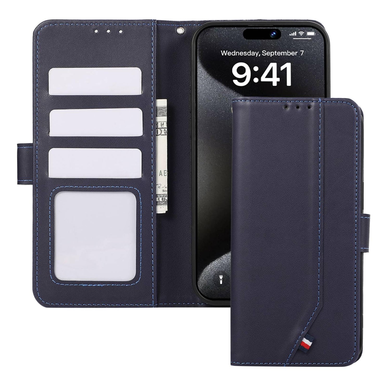 For OPPO A7 Pro Max 5G ABEEL Delicate Texture Splicing RFID Leather Phone Case(Blue)