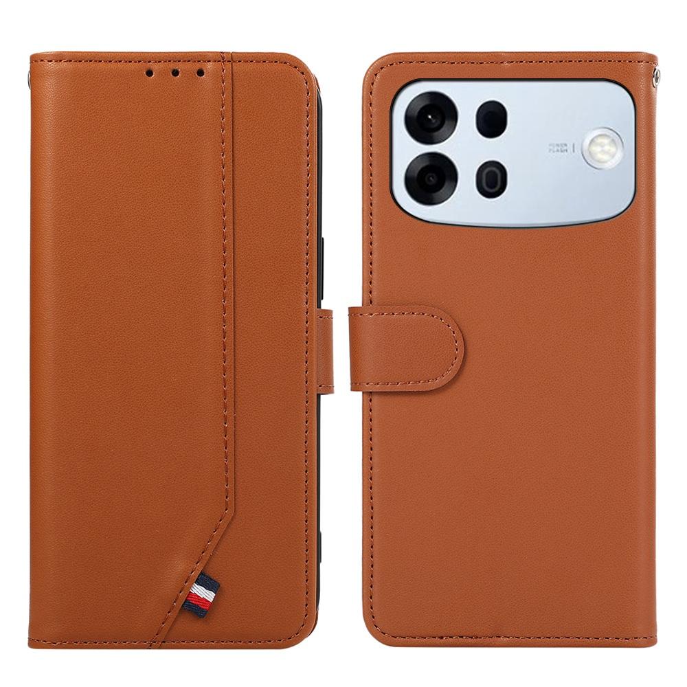 For OPPO A7 Pro Max 5G ABEEL Delicate Texture Splicing RFID Leather Phone Case(Brown)