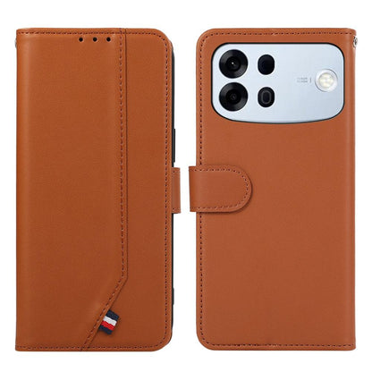 For OPPO A7 Pro Max 5G ABEEL Delicate Texture Splicing RFID Leather Phone Case(Brown)
