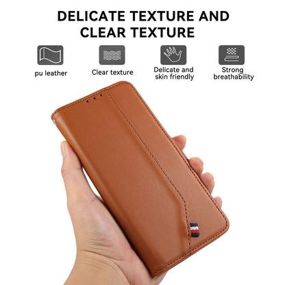 For OPPO A7 Pro Max 5G ABEEL Delicate Texture Splicing RFID Leather Phone Case(Brown)