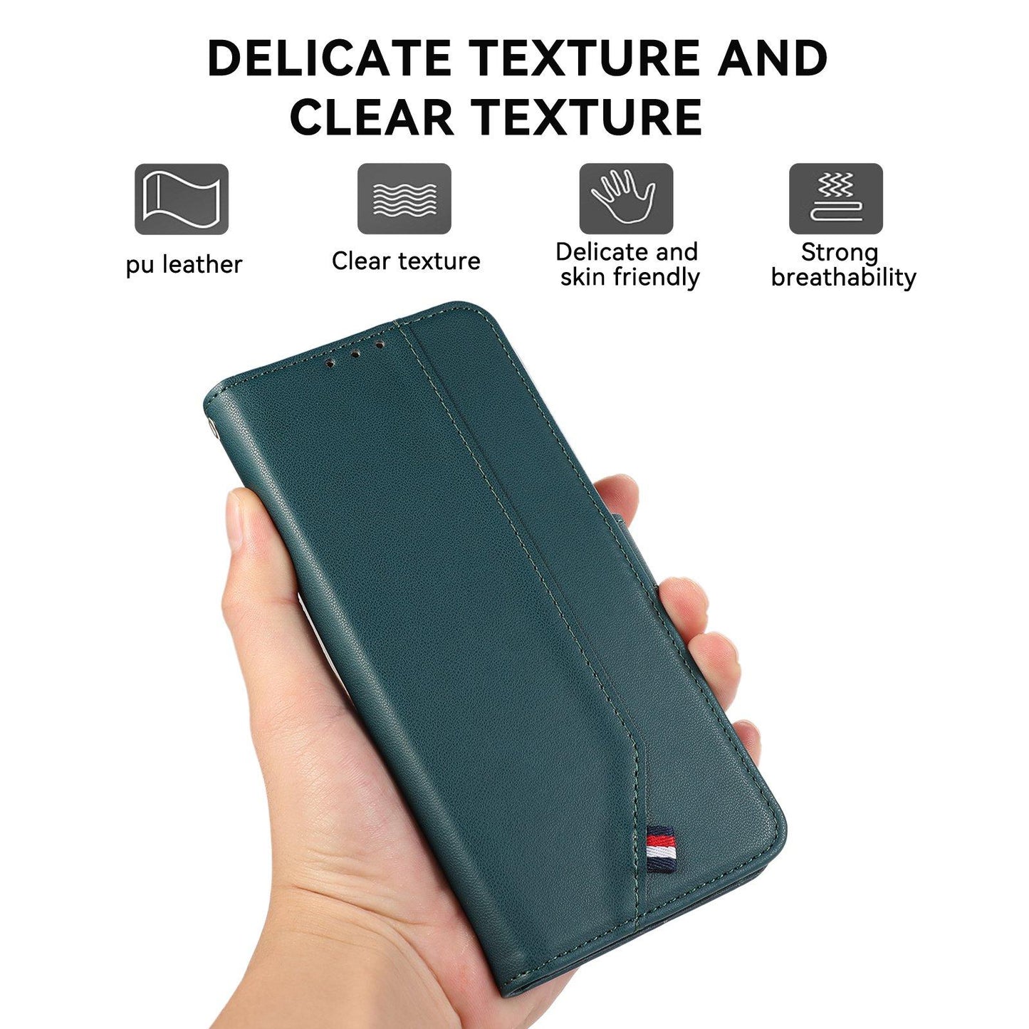 For OPPO A7 Pro Max 5G ABEEL Delicate Texture Splicing RFID Leather Phone Case(Green)