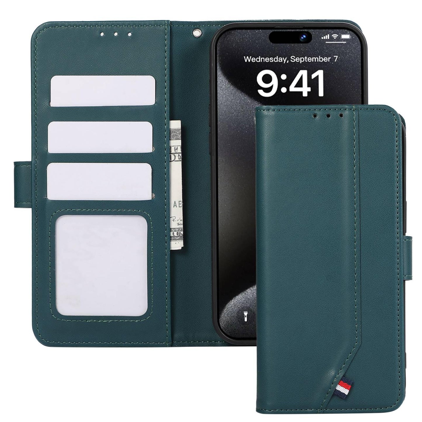 For OPPO A7 Pro Max 5G ABEEL Delicate Texture Splicing RFID Leather Phone Case(Green)