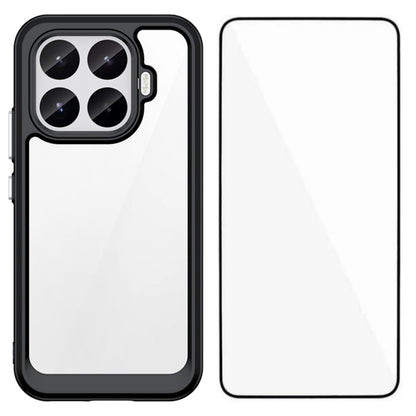 For Xiaomi 17T 5G WANLONFENG Electroplated Buttons TPU Acrylic Phone Case with Screen Protector - Black - EDA009509807A
