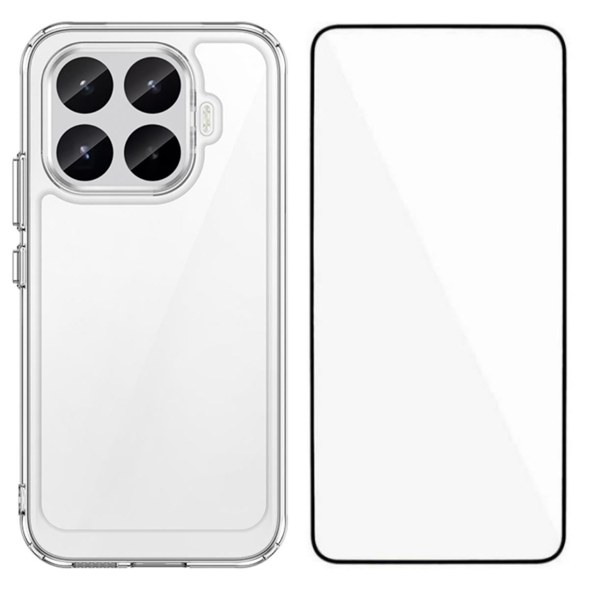 For Xiaomi 17T 5G WANLONFENG Electroplated Buttons TPU Acrylic Phone Case with Screen Protector - Transparent - EDA009509807B