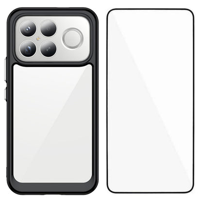 For Redmi K90 Pro Max / Poco F8 Ultra WANLONFENG Electroplated Buttons TPU Acrylic Phone Case with Screen Protector(Black)