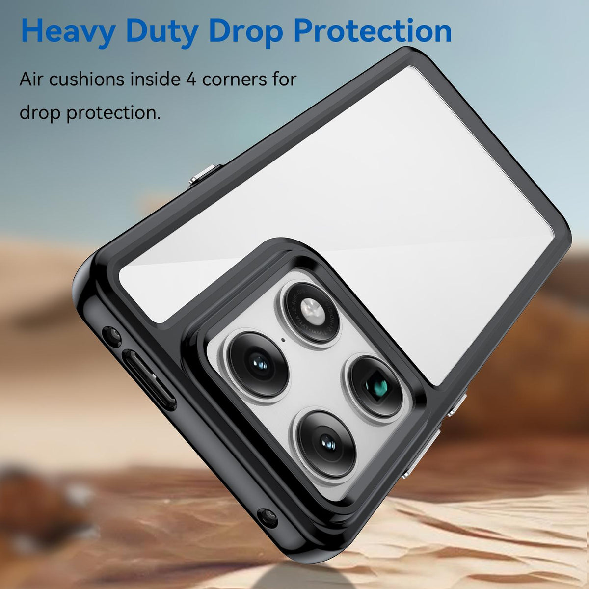 For Motorola Signature 5G WANLONFENG Electroplated Buttons TPU Acrylic Phone Case with Screen Protector - Black - EDA009510304A