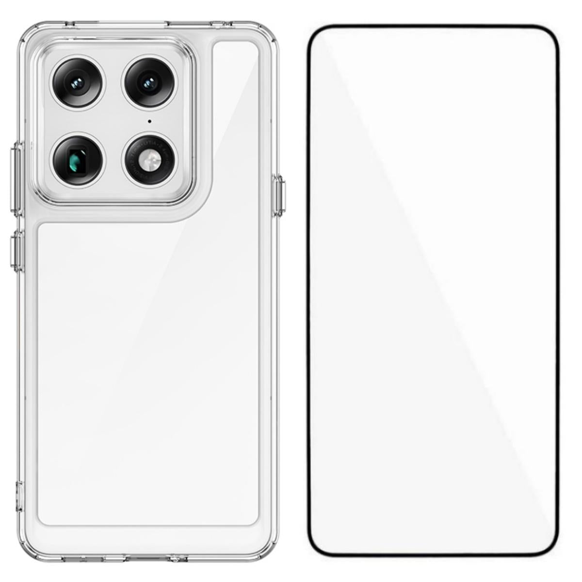 For Motorola Signature 5G WANLONFENG Electroplated Buttons TPU Acrylic Phone Case with Screen Protector - Transparent - EDA009510304B