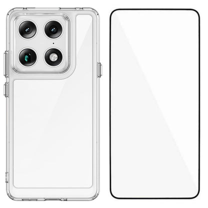 For Motorola Signature 5G WANLONFENG Electroplated Buttons TPU Acrylic Phone Case with Screen Protector - Transparent - EDA009510304B